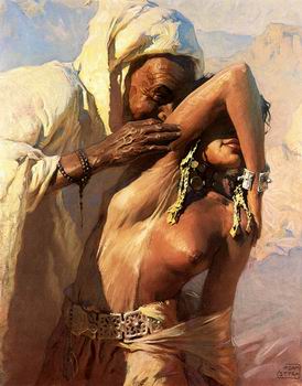 Arab or Arabic people and life. Orientalism oil paintings  477